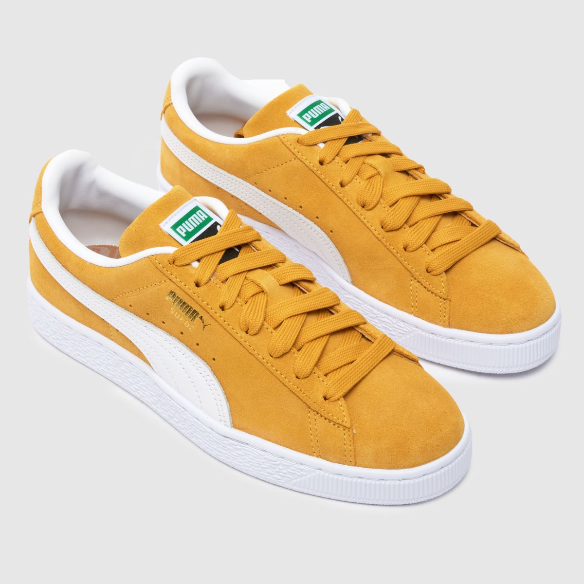 PUMA klassiska mockasneakers i vitt och gult