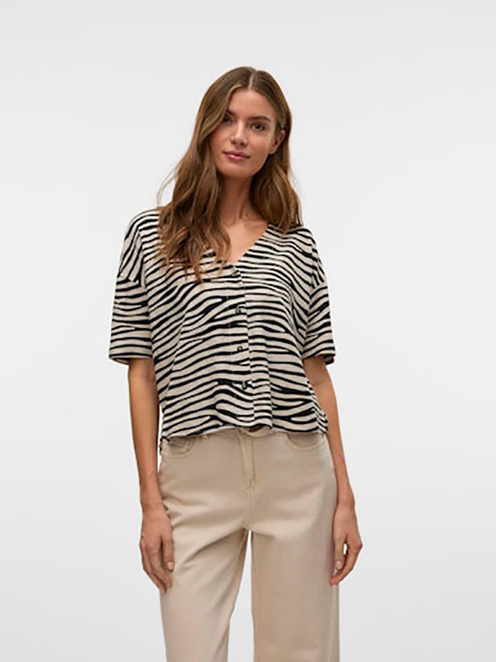 Vero Moda Shirt in Schwarz/ Beige günstig kaufen