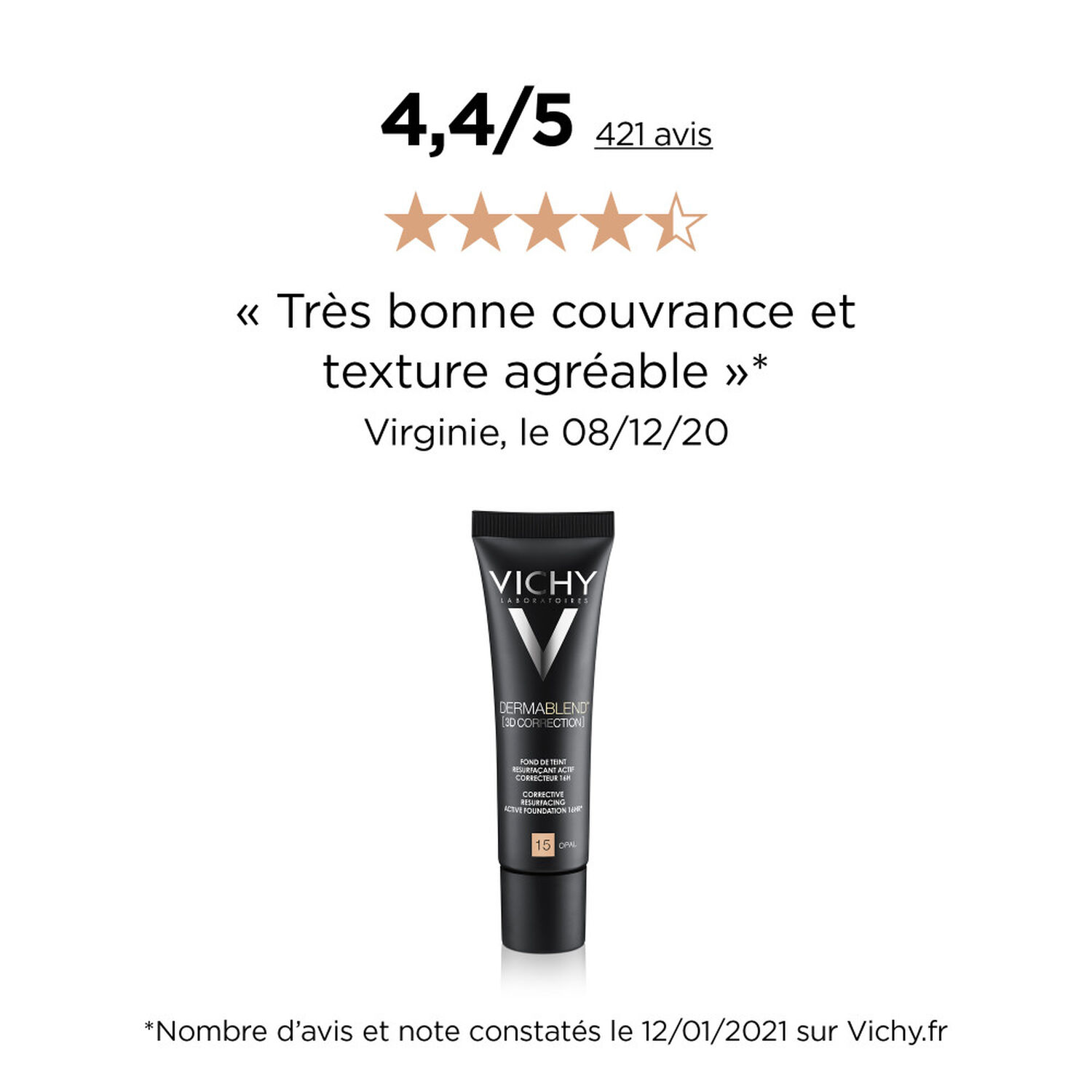 Vichy DERMABLEND 3D Correction SPF25 Fond de Teint Resurfaçant 30 ml