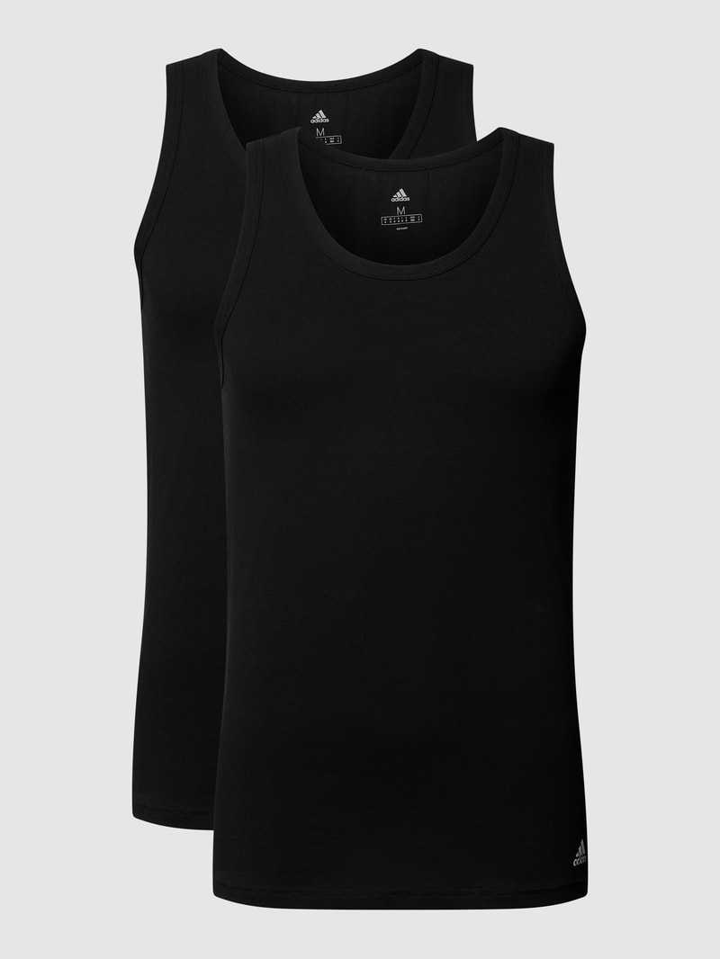 Tanktop mit Label-Print im 2er-Pack in schwarz