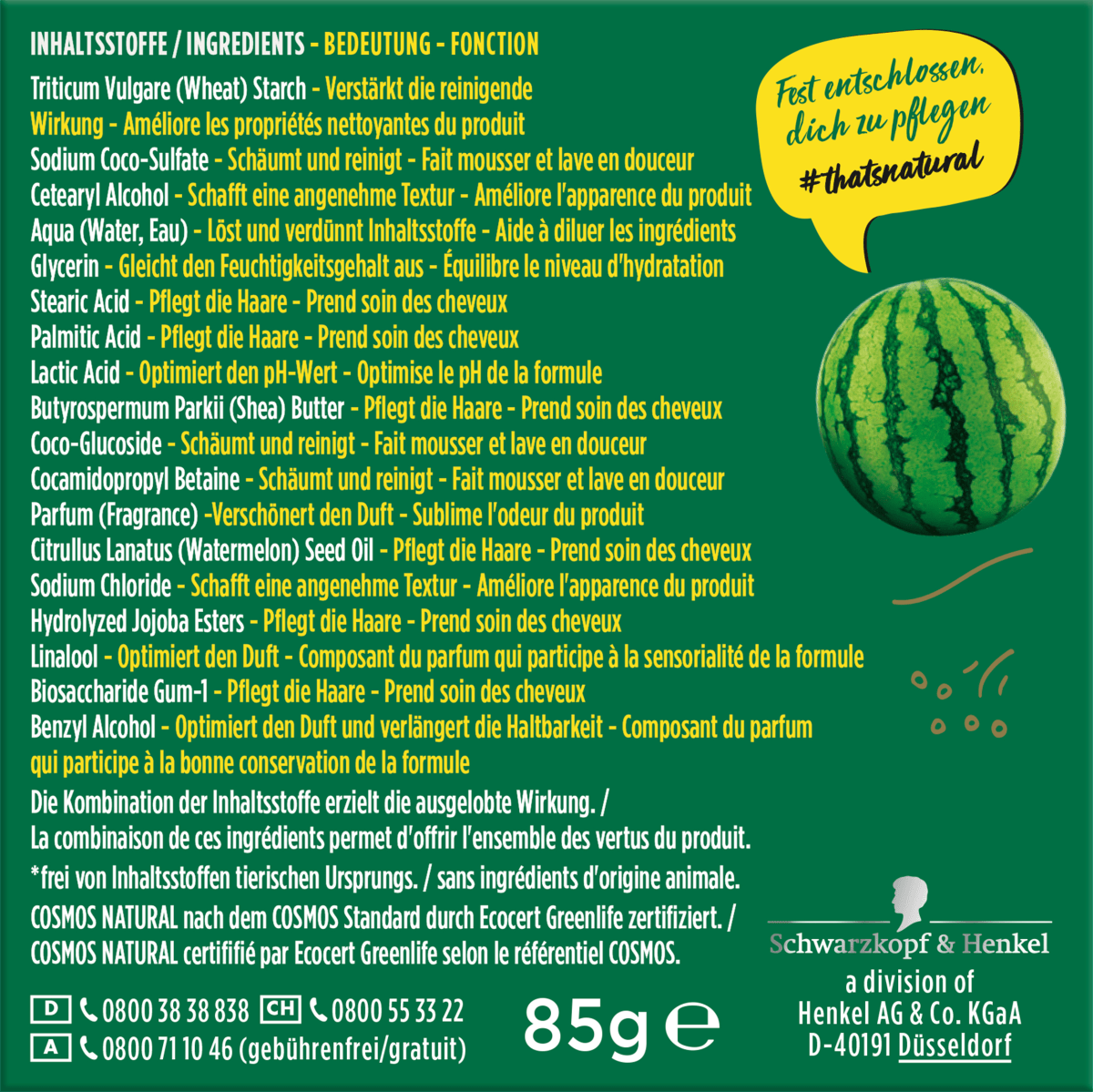 Festes Shampoo mit kaltgepresstem Melonen-Öl, 85 g