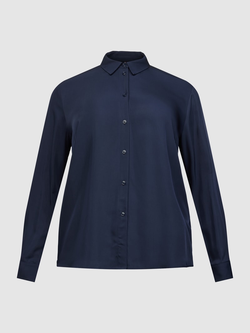 PLUS SIZE T-Shirt mit Label-Print in marineblau