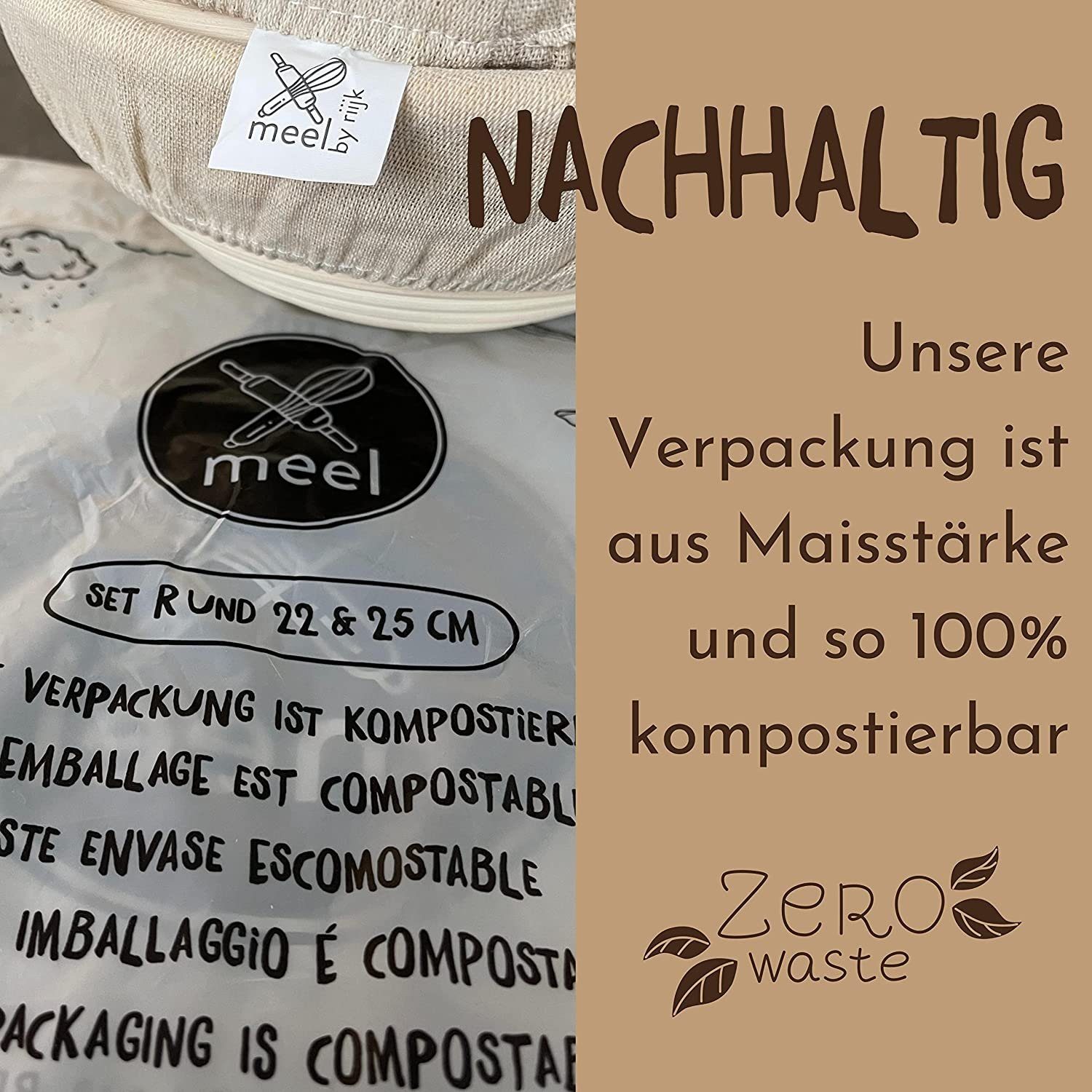 riijk Gärkorb Gärkorb inkl. Gratis Teigschaber, mit Leinentuch und Teigschaber