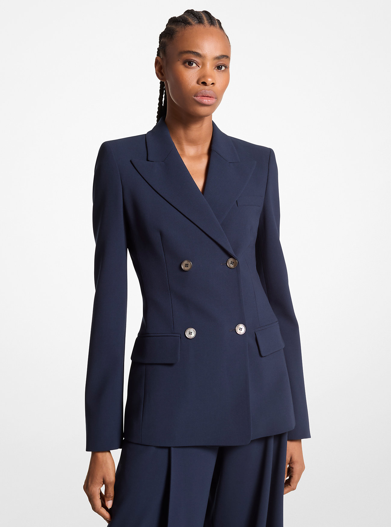 Georgina Wool Serge Double Breasted Blazer - MIDNIGHT
