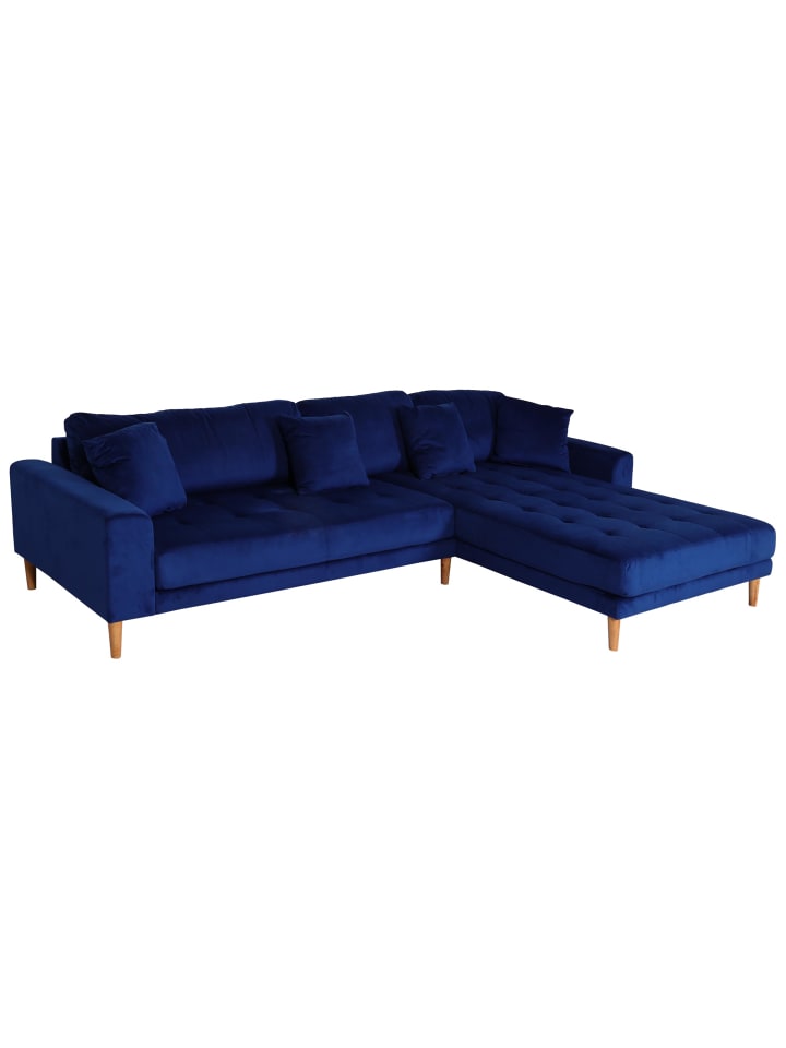 MCW Ecksofa 3-Sitzer J54, Samt blau günstig kaufen onesize