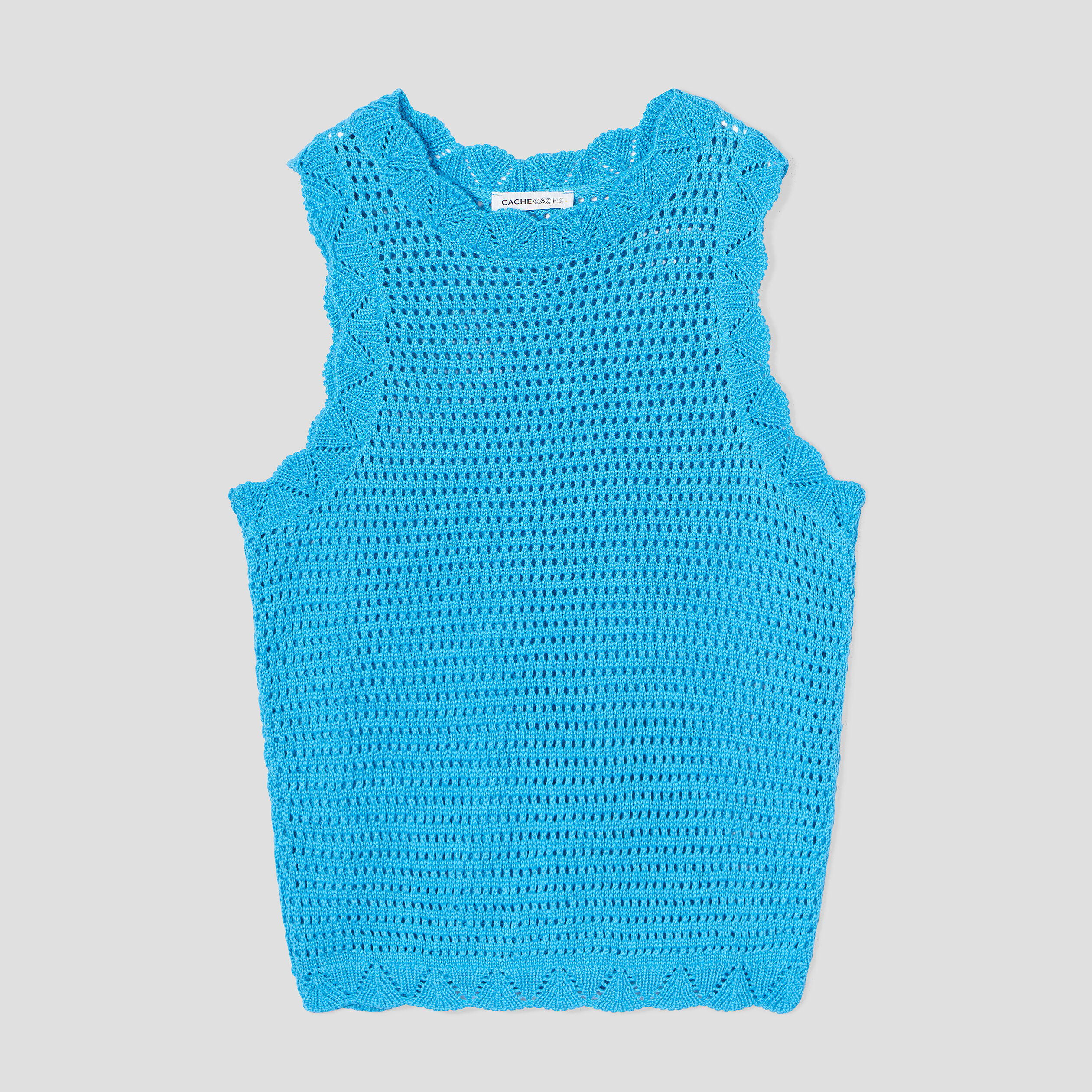 Débardeur aspect crochet bleu turquoise femme | Cache Cache