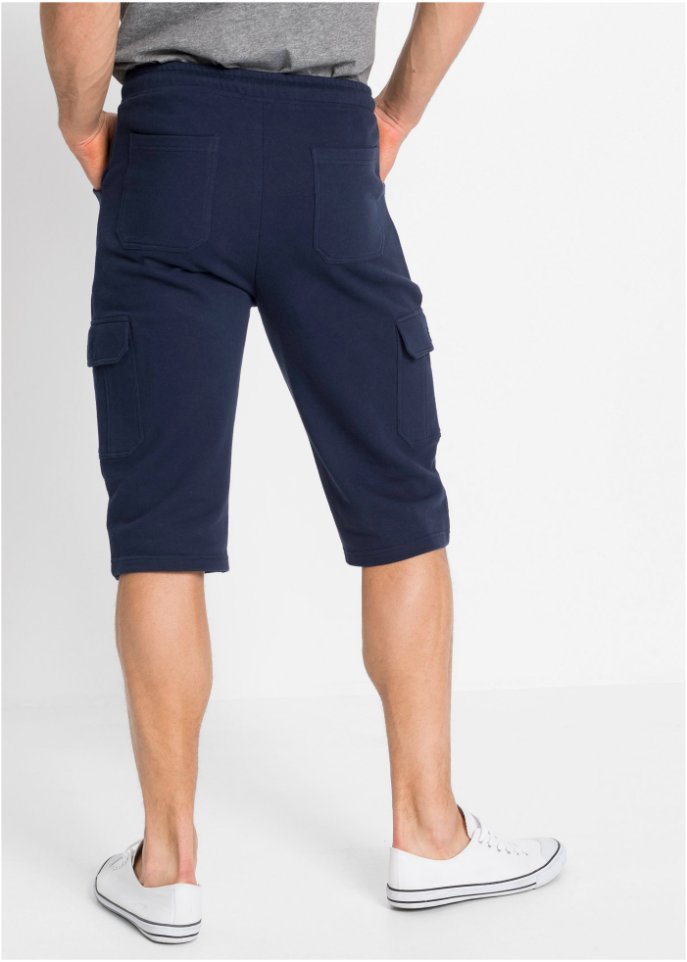Long-Sweat-Bermuda mit Cargotaschen, Regular Fit