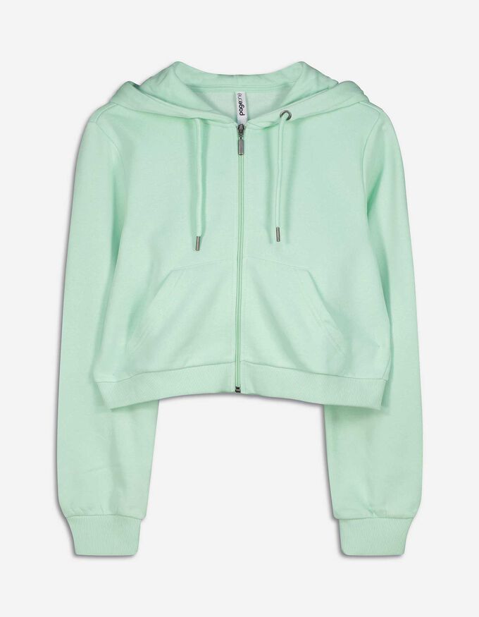 Cropped Sweatjacke - einfarbig