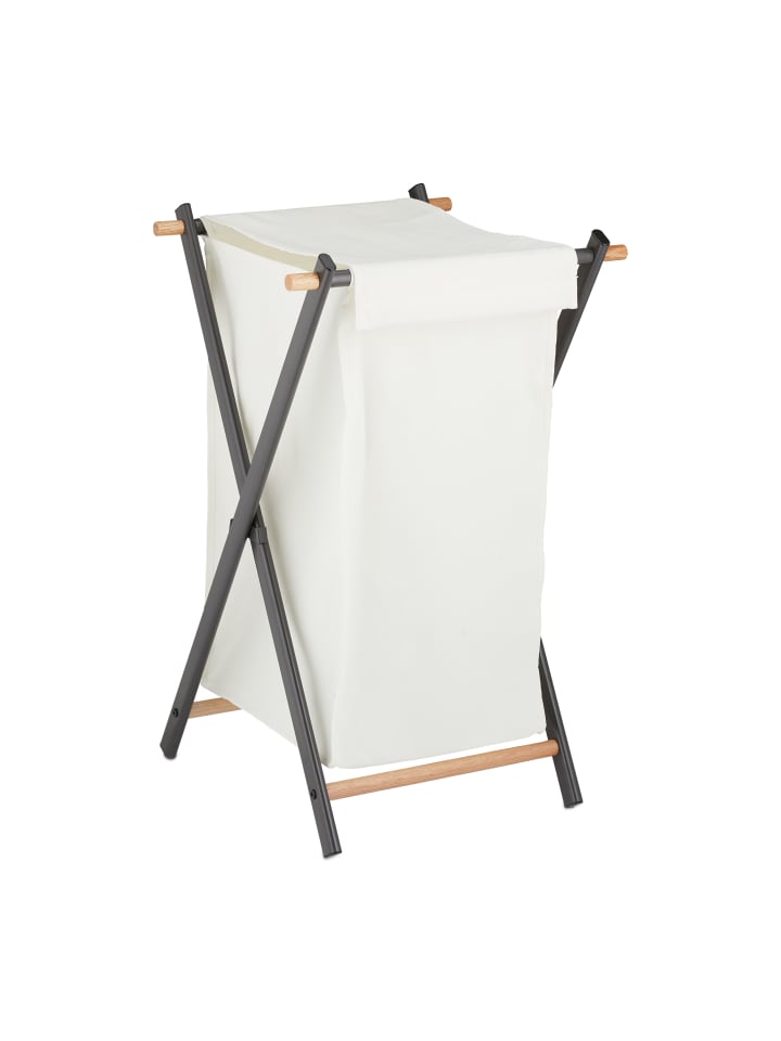 relaxdays Wäschekorb in Creme/ Anthrazit - (B)45 x (H)71 x (T)42 cm günstig kaufen onesize