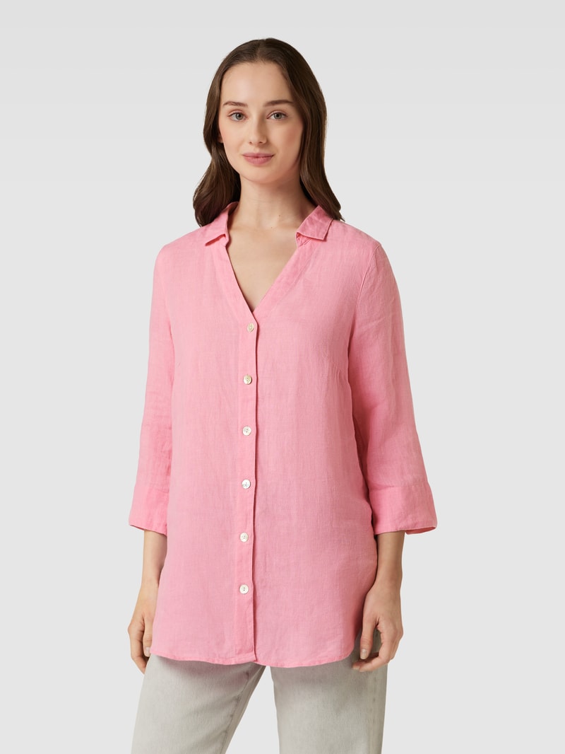 Leinenbluse mit Knopfleiste in pink