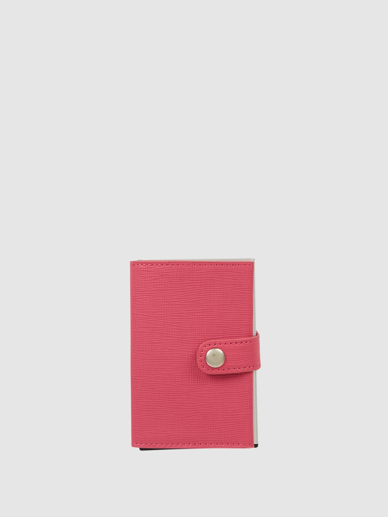 Kartenetui aus Leder Modell 'Alu Fit' in pink