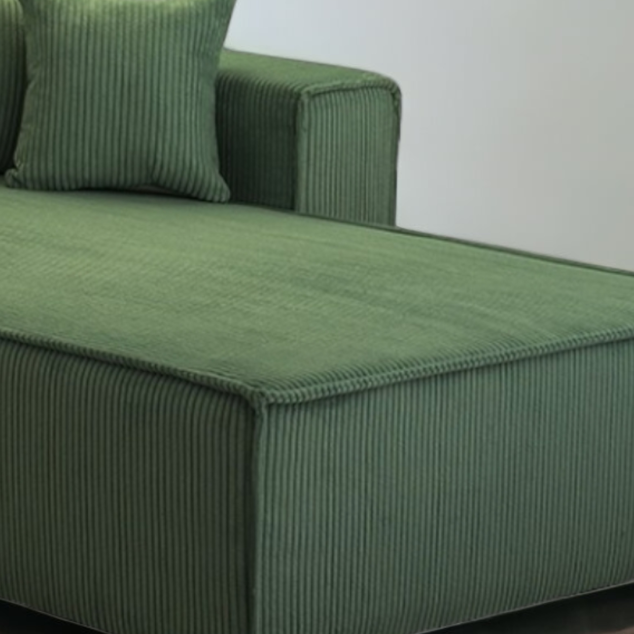 Möbel Punkt Wohnlandschaft Ecksofa Dark Green Genf Cord XL mit Bett Kopfteilverstellung Bett Sofa Schlafsofa Ottomane rechts links universell