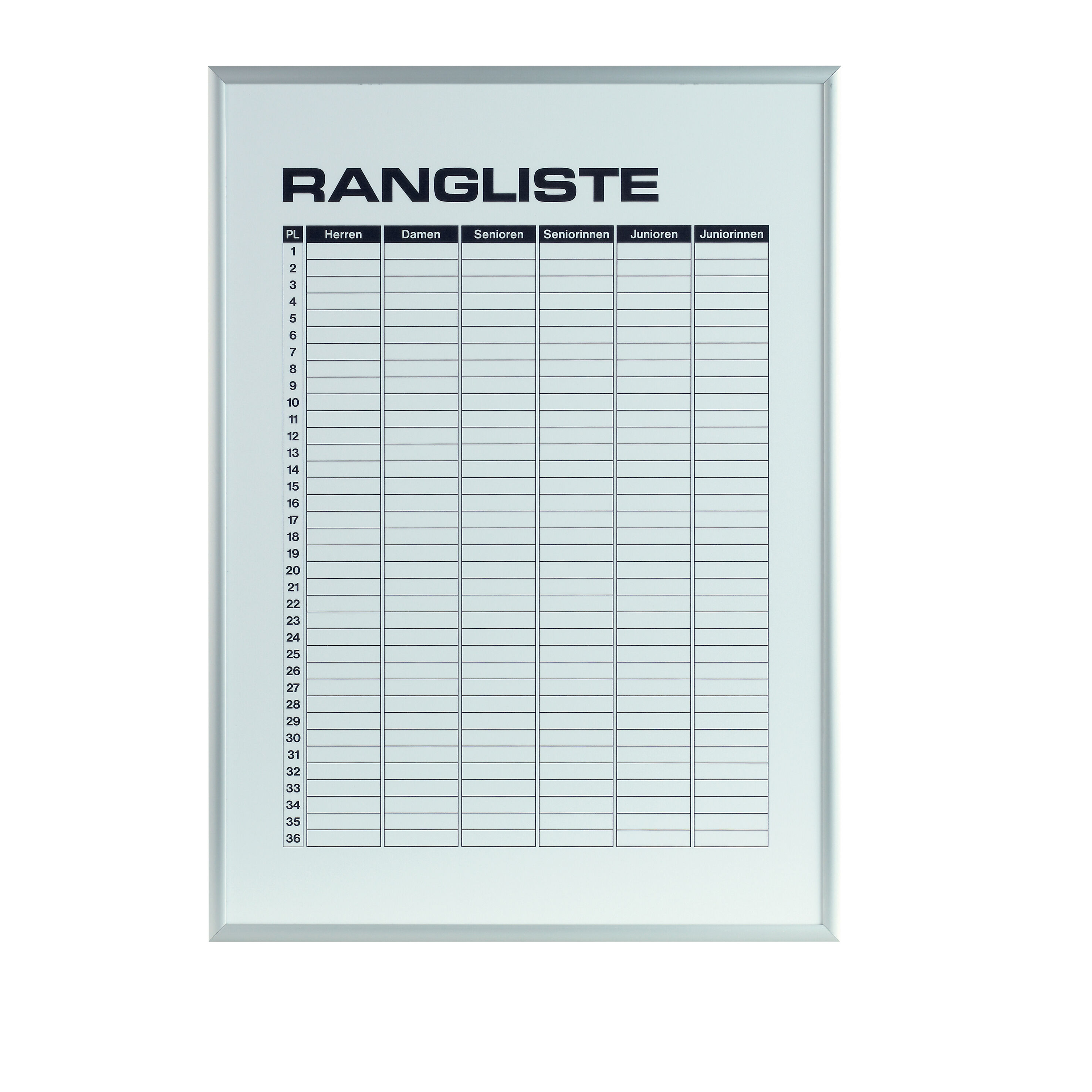 Ranglisten Magnettafel - Weiß, Schwarz