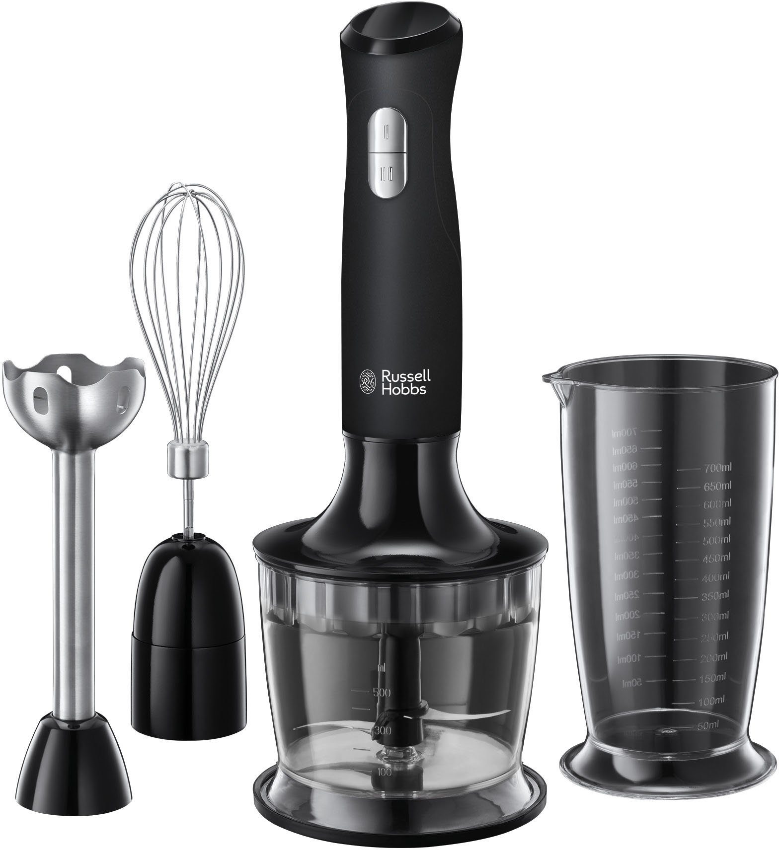 RUSSELL HOBBS Stabmixer 3-in-1, Matte Black 24702-56, 500 W, Mixen, Pürieren, Zerkleinern und Verquirlen