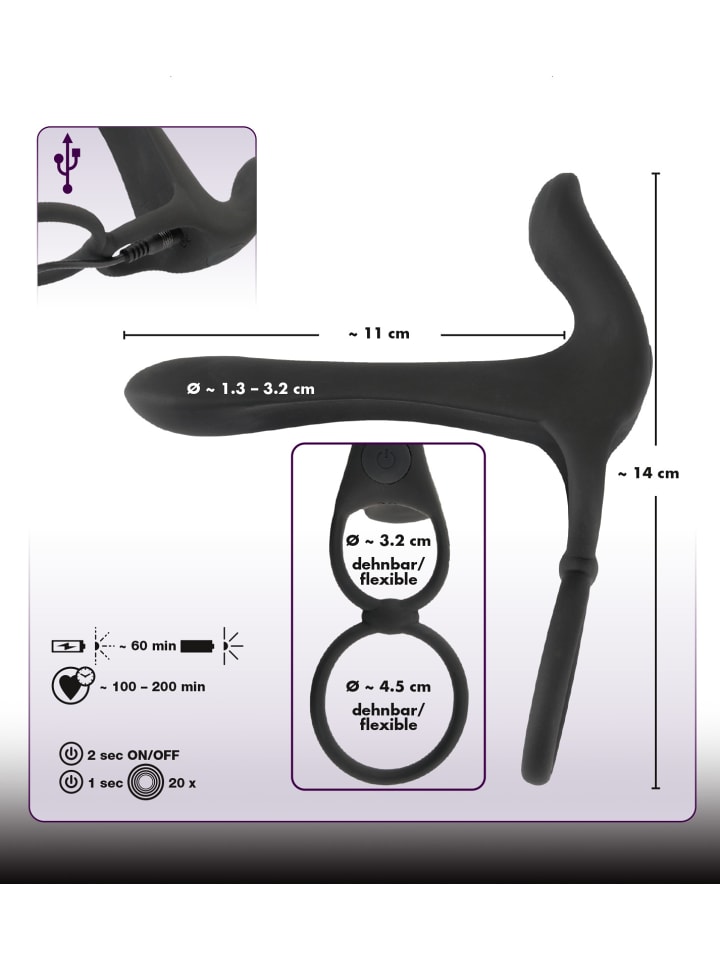 Black Velvets Paarvibrator Couple's Vibrator in schwarz günstig kaufen 14 cm