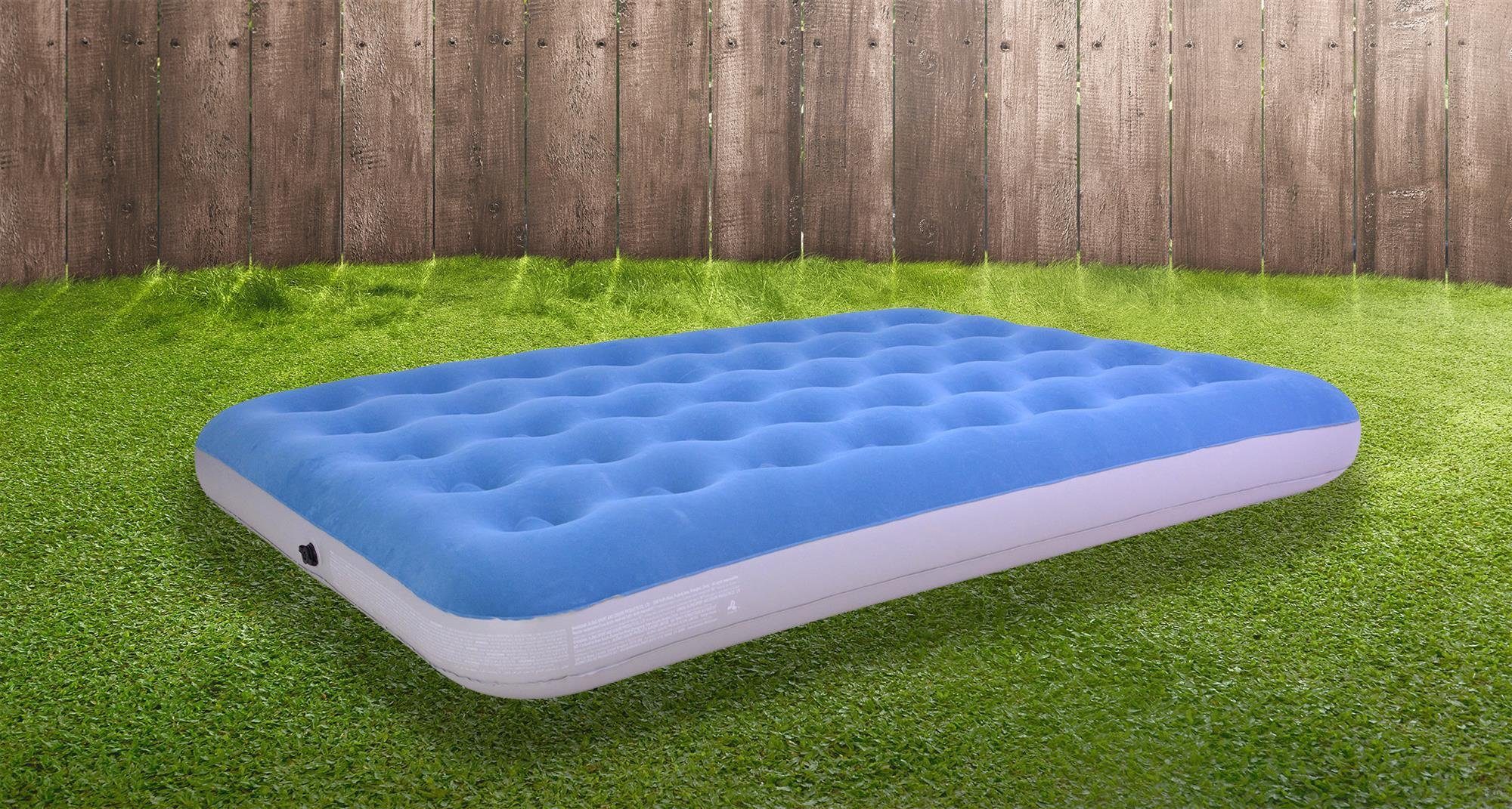 Avenli Luftbett Avenli aufblasbares Luftbett / Campingmatratze blau 191x137x22 cm, (Luftmatratze für 2 Personen), Gästebett mit beflockter Oberfläche