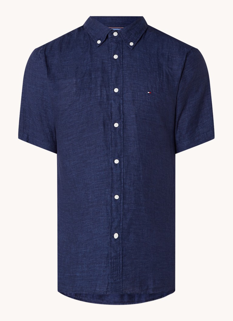 Tommy Hilfiger lanena košulja regularnog kroja s vezom logotipa