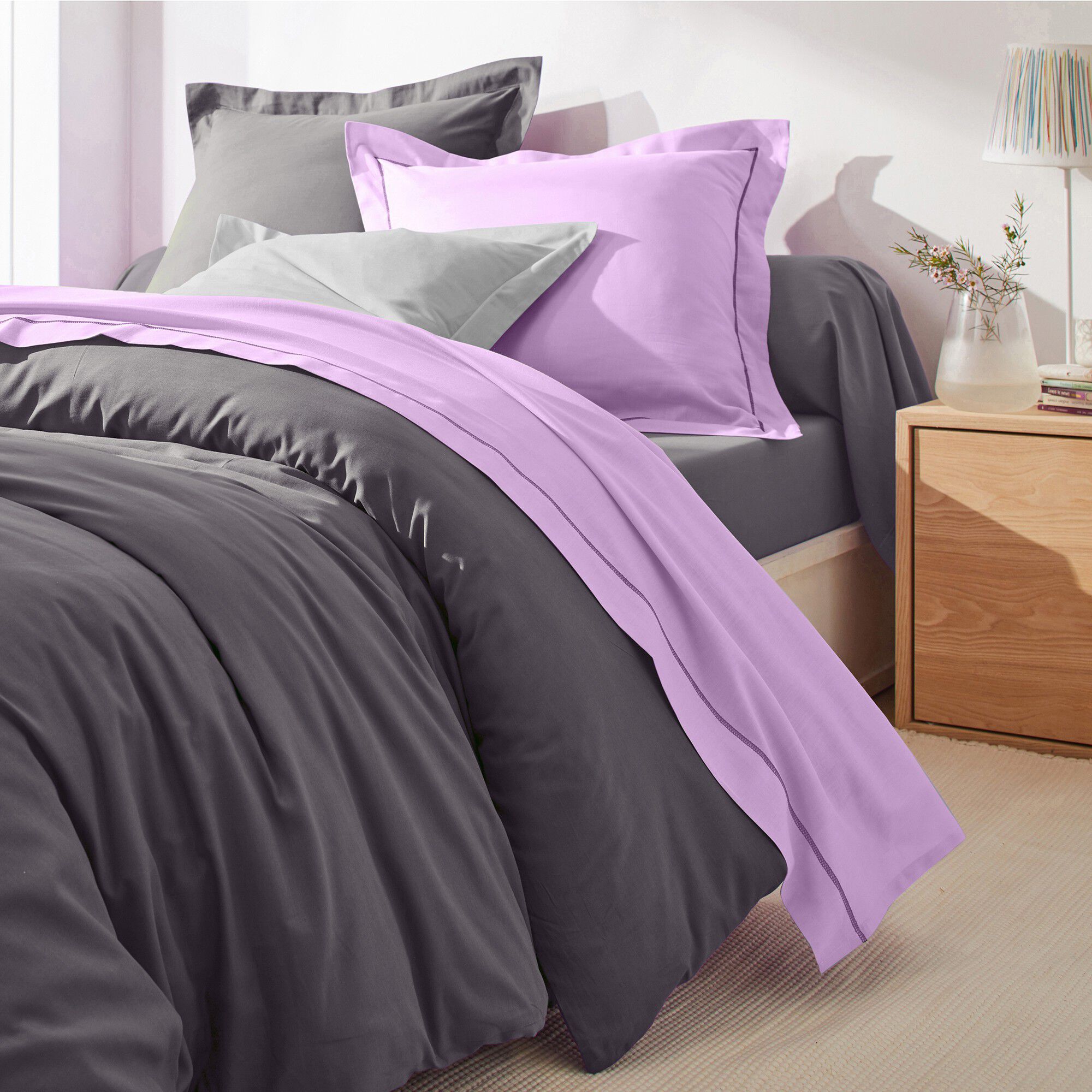 Linge de lit uni polyester-coton Colombine