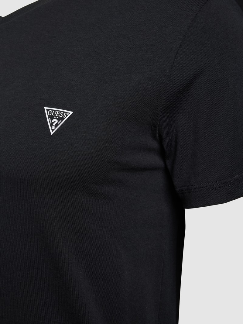 T-Shirt mit V-Ausschnitt Modell 'CALEB HERO' im 2er-Pack in schwarz