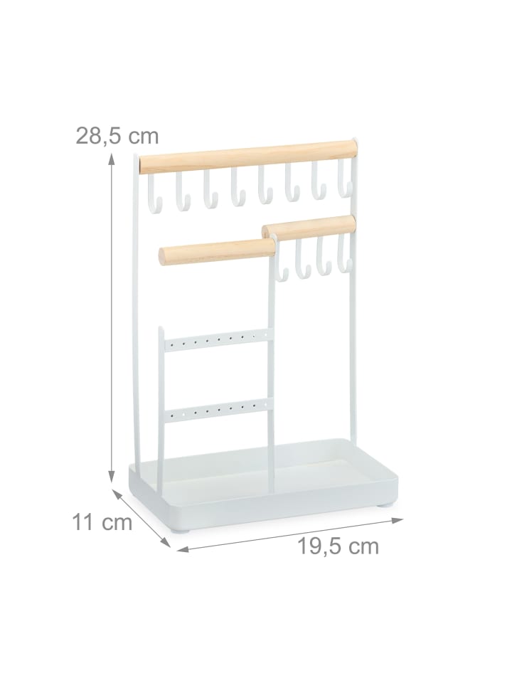 relaxdays Schmuckständer in Weiß/ Natur - (B)19,5 x (H)28,5 x (T)11 cm günstig kaufen onesize