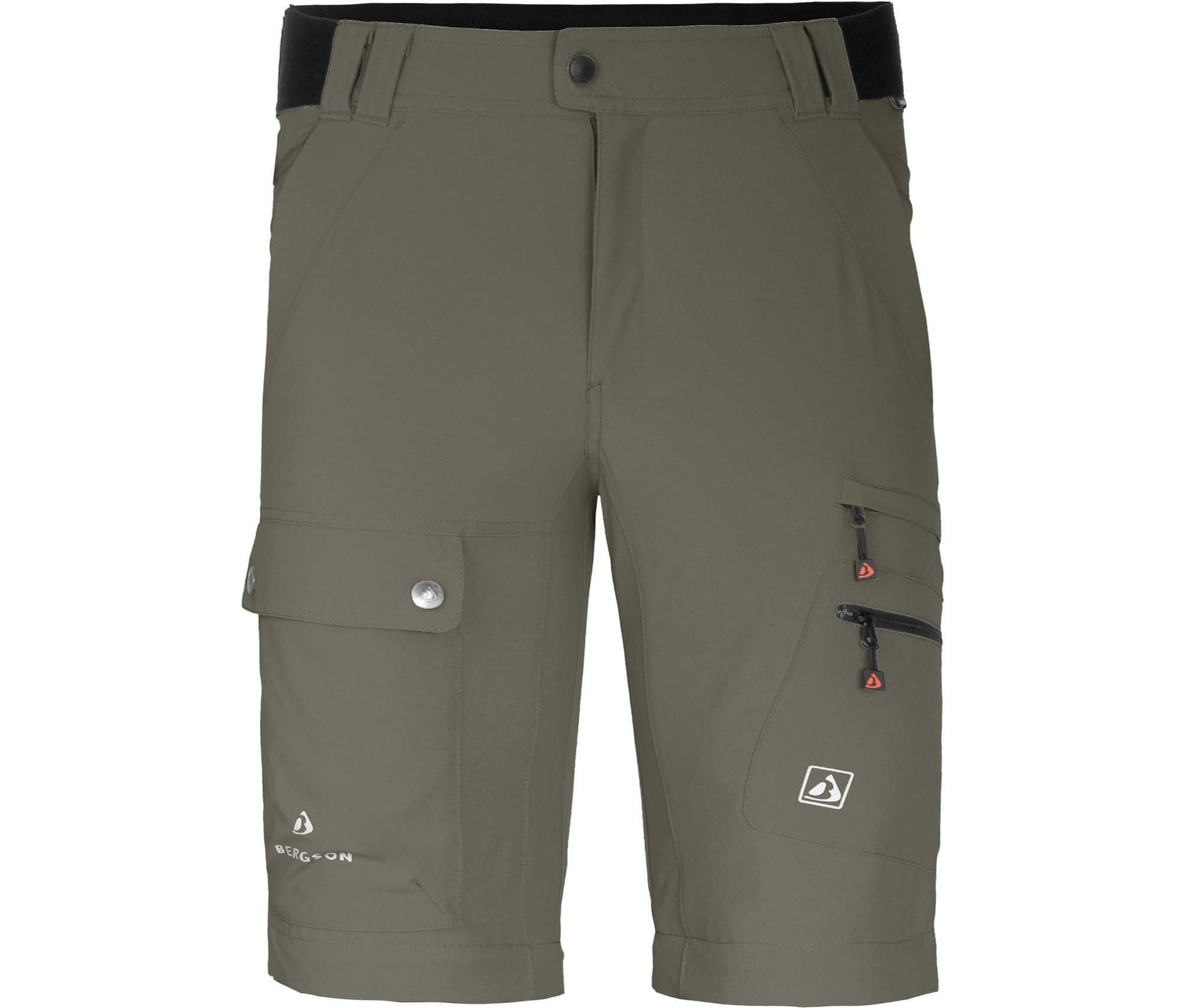 Bergson Zip-off-Hose FROSLEV Bermuda Zipp-Off Herren Wanderhose, recycelt, elastisch, 8 Taschen, Normalgrößen, grau/grün