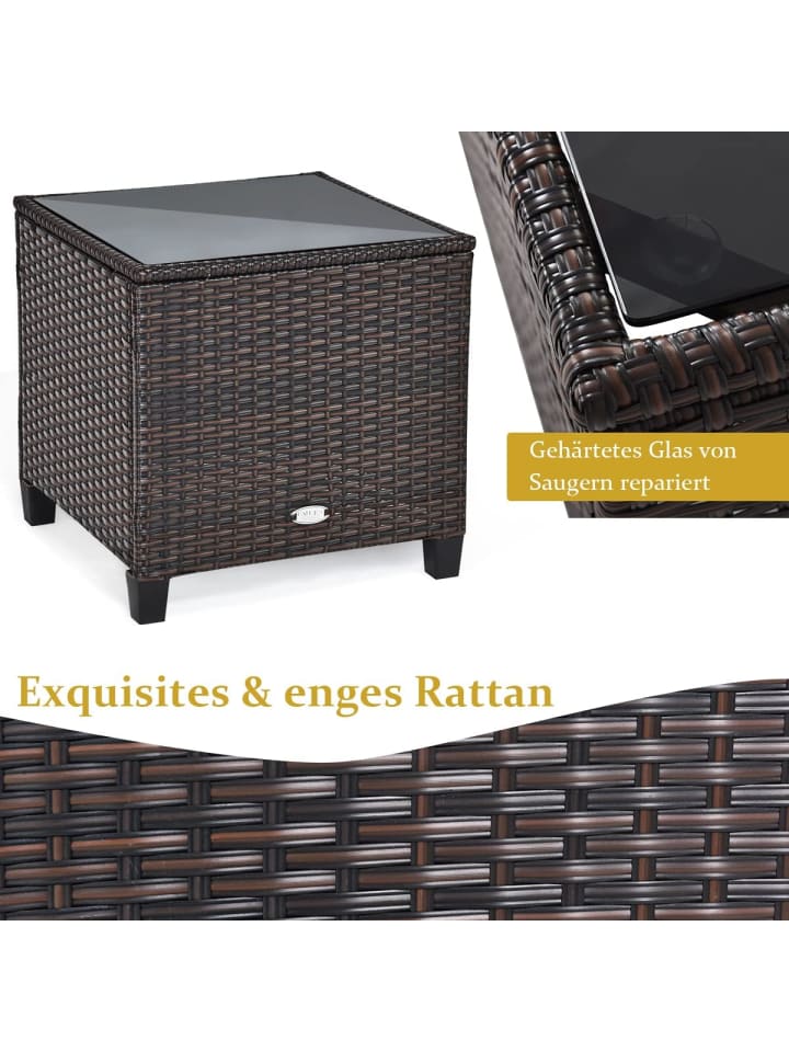 COSTWAY 3-tlg. Polyrattan Lounge Set in Braun günstig kaufen onesize