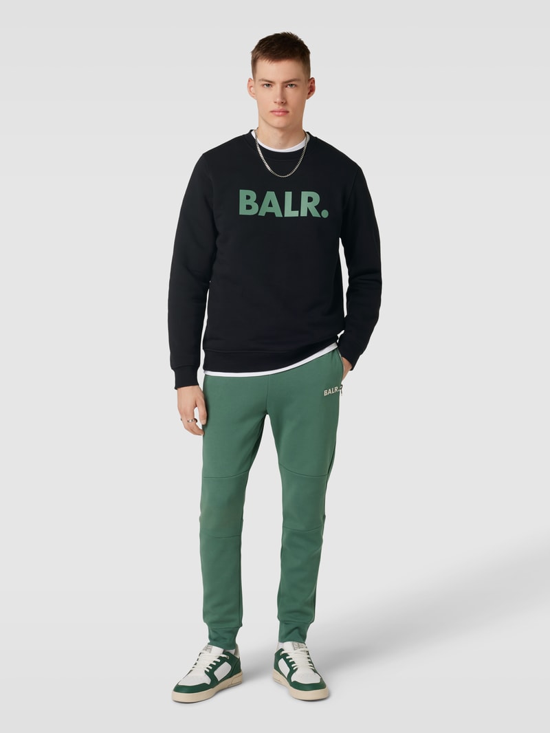 Sweatshirt mit Label-Print Modell 'Crewneck' in schwarz