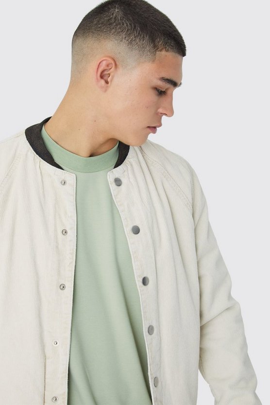 Gesteppte Cord-Bomberjacke mit Acid-Waschung
