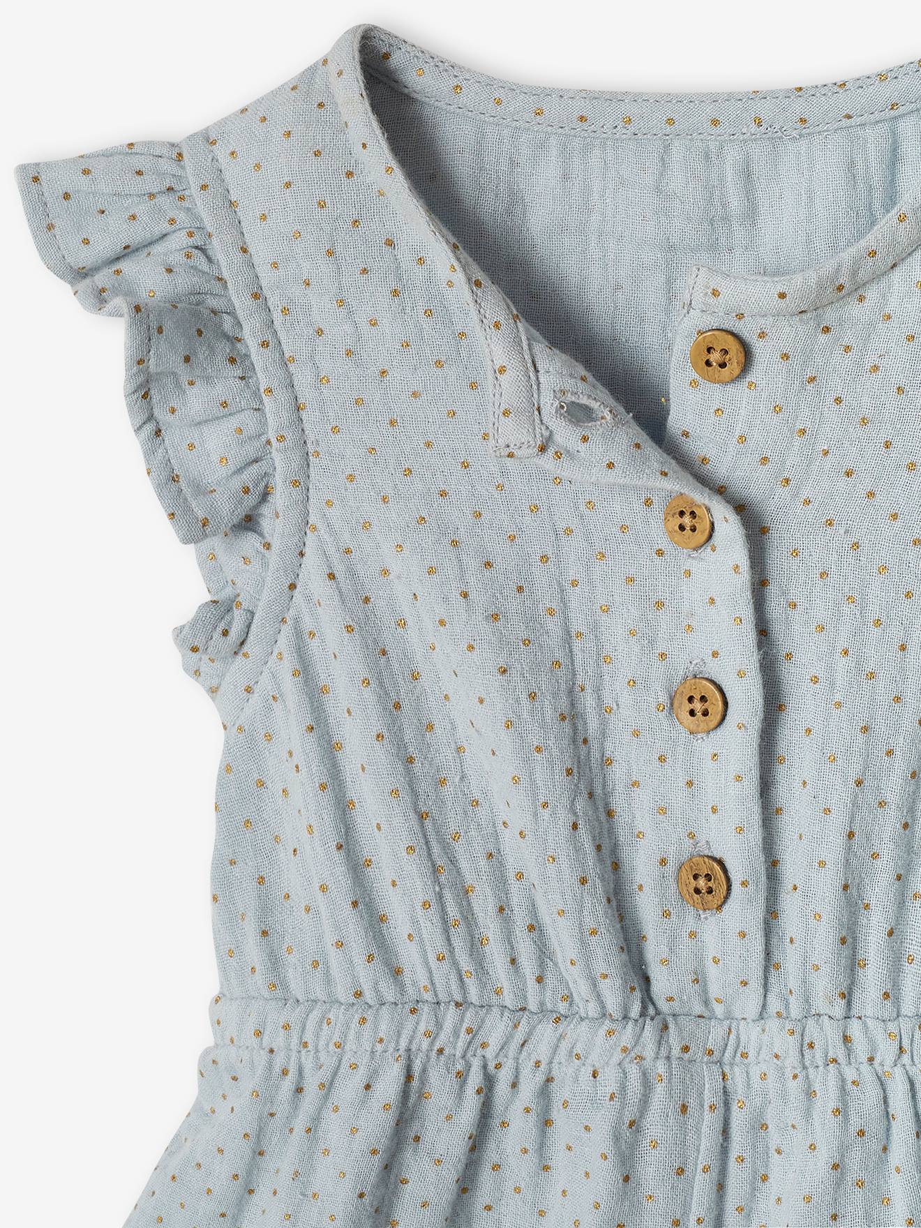 Combi-short en gaze de coton bébé bleu ciel