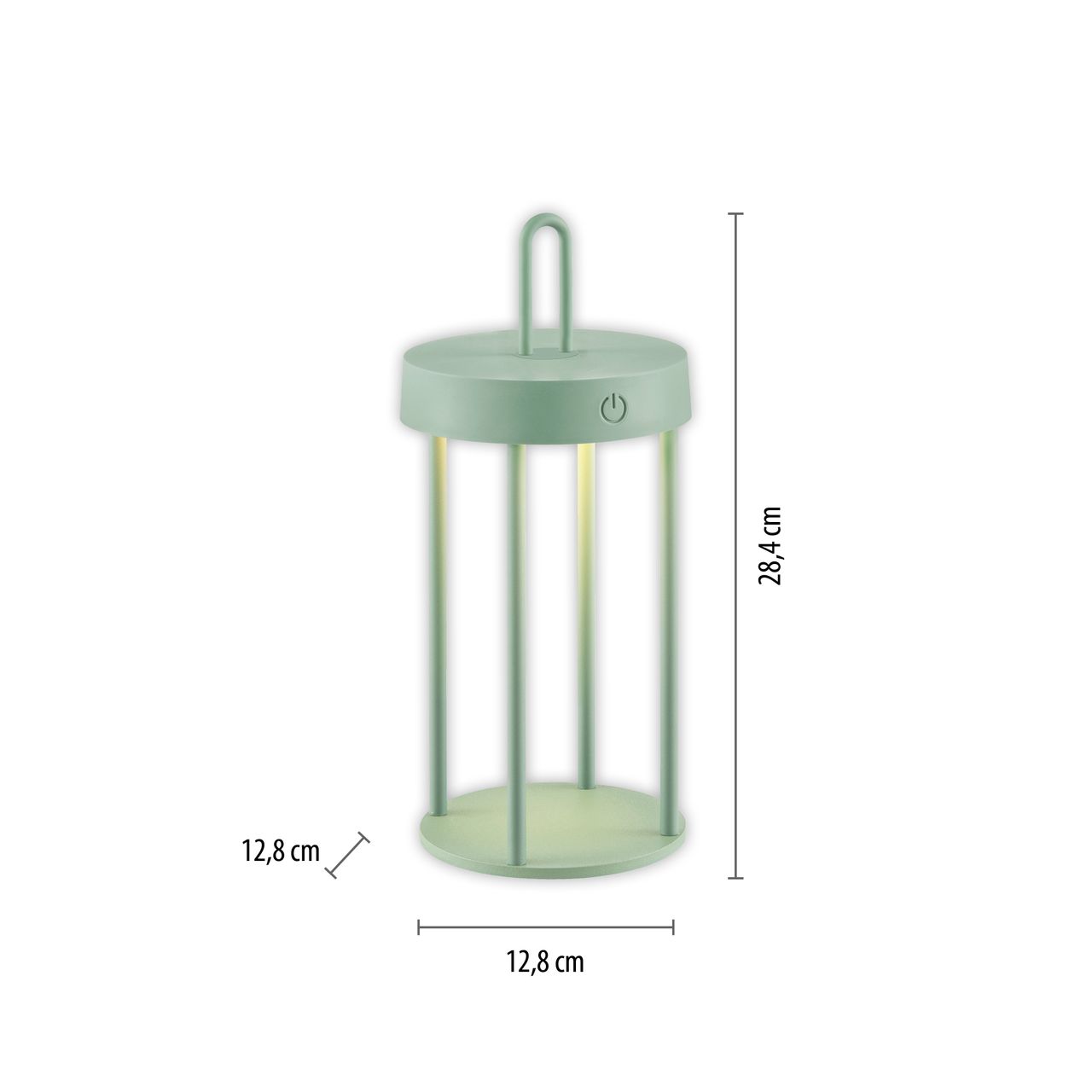JUST LIGHT Akku Tischleuchte ANSELM, 1x LED-Board/1,50Watt/2700Kelvin, IP44, Grün