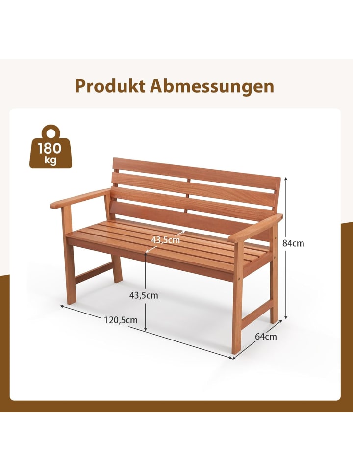 COSTWAY Gartenbank 2 Personen Hartholz in Braun günstig kaufen onesize