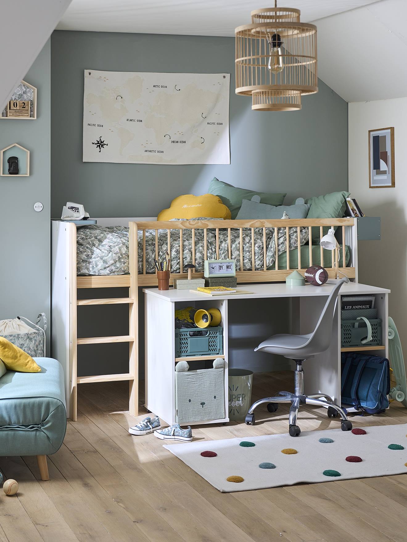 Vertbaudet Kinderzimmer Kombi-Hochbett GECKO - weiß