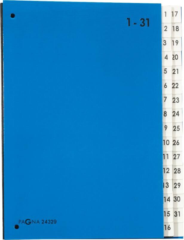 PAGNA Pultordner Blau DIN A4 Hartpappe 1 bis 31 Blau