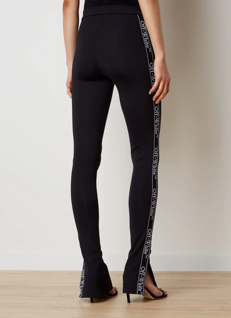 Colanți Off-White cu talie înaltă, cu logo și crăpătură.