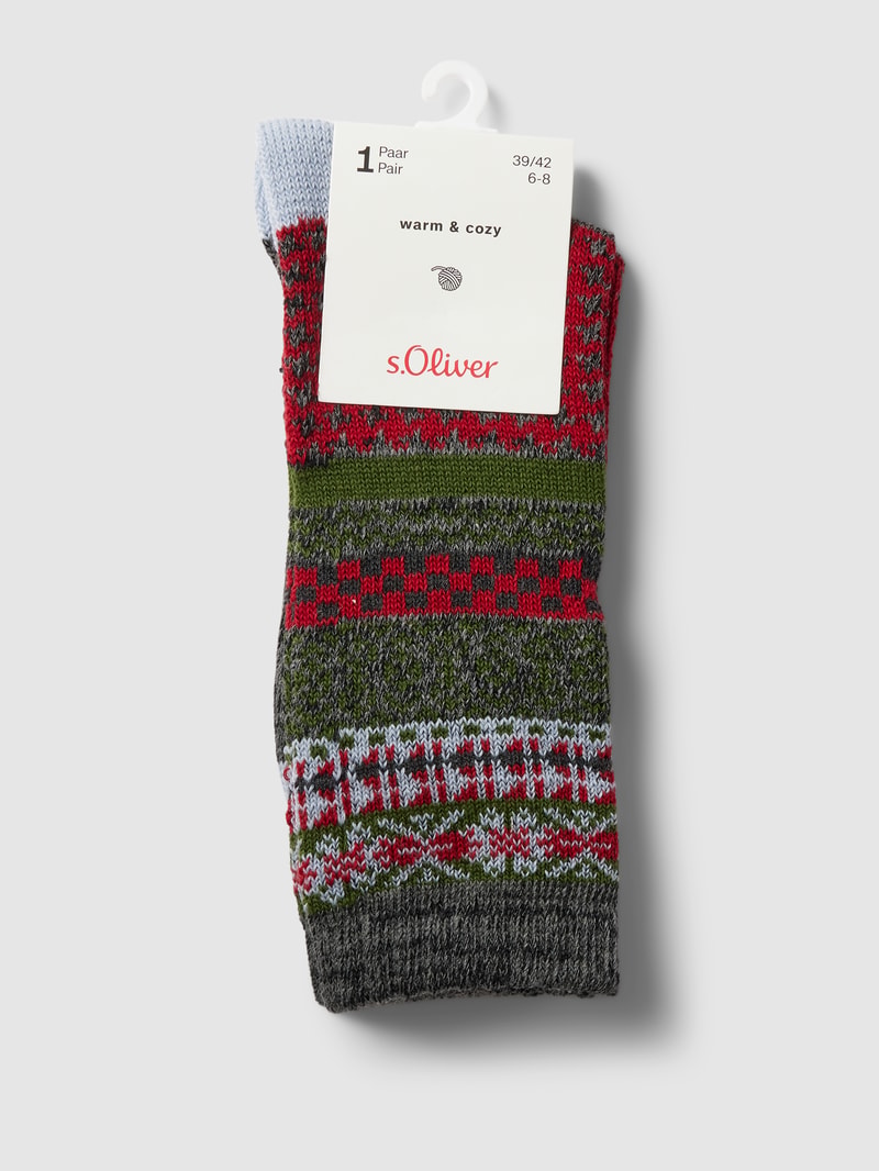 Socken mit Allover-Muster Modell 'Hygge' im 2er-Pack in dunkelgrau
