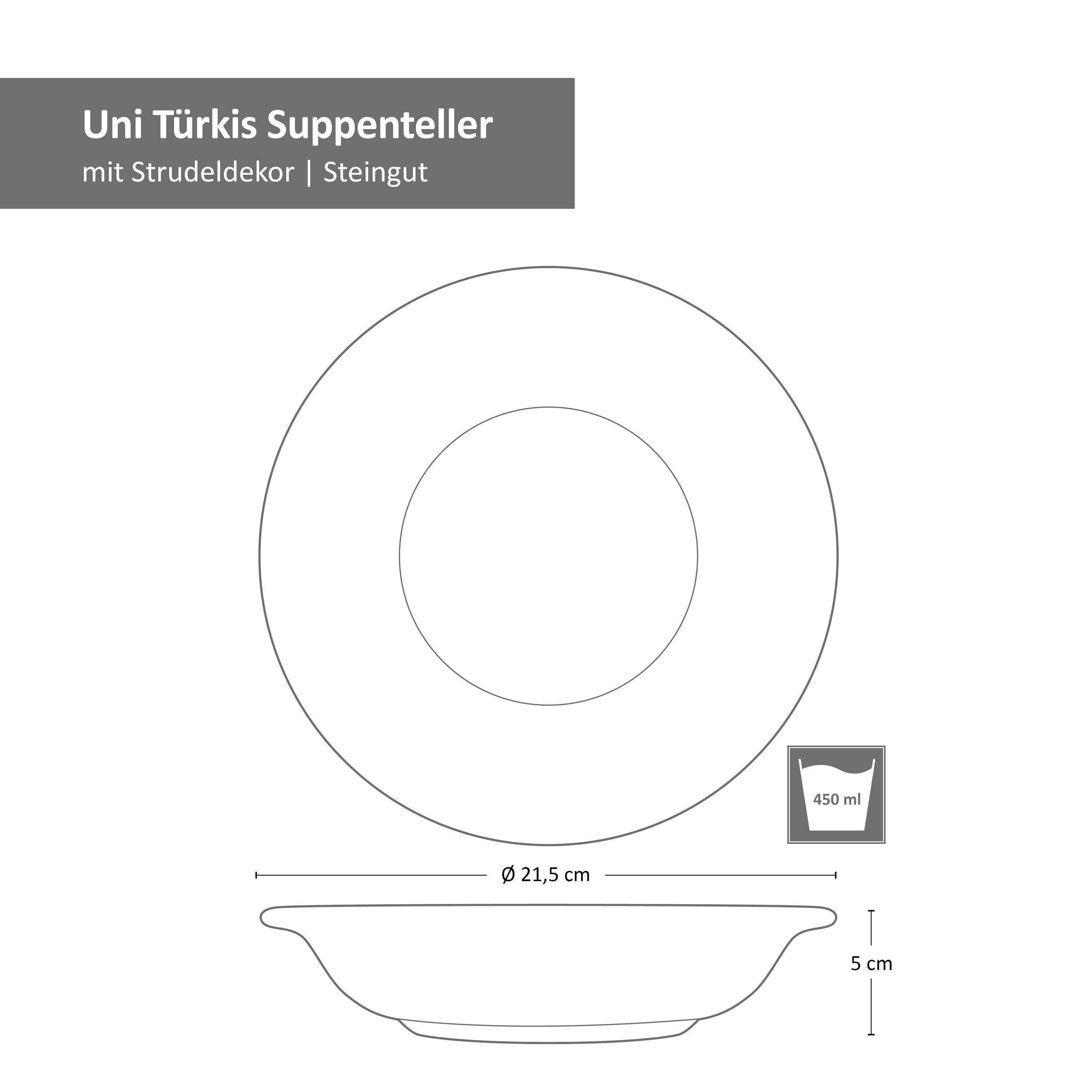 MamboCat Teller-Set 12-tlg. Teller Set Uni Türkis Tafel-Service Gedeck Steingut