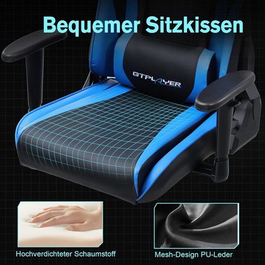 GTPLAYER Gaming-Stuhl Gaming Stuhl Bürostuhl Ergonomisch, Lendenkissen verstellbar (Zockerstuhl, Zocker, Sessel Gaming, 150kg Belastbar, 1 St), Pc Sessel, Computerstuhl, Computer Stuhl, Zockersessel