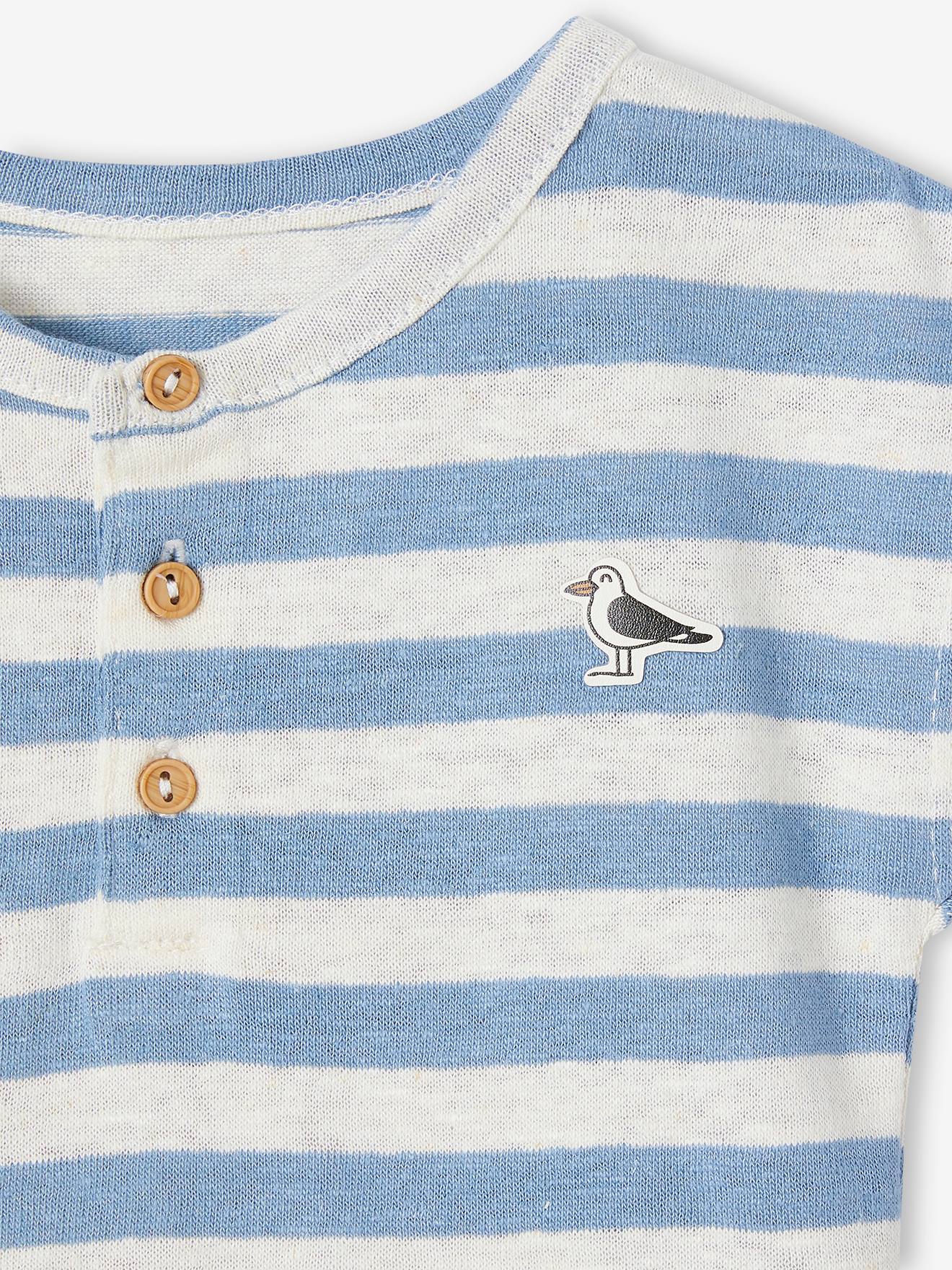 Ensemble bébé T-shirt rayé et short uni caramel
