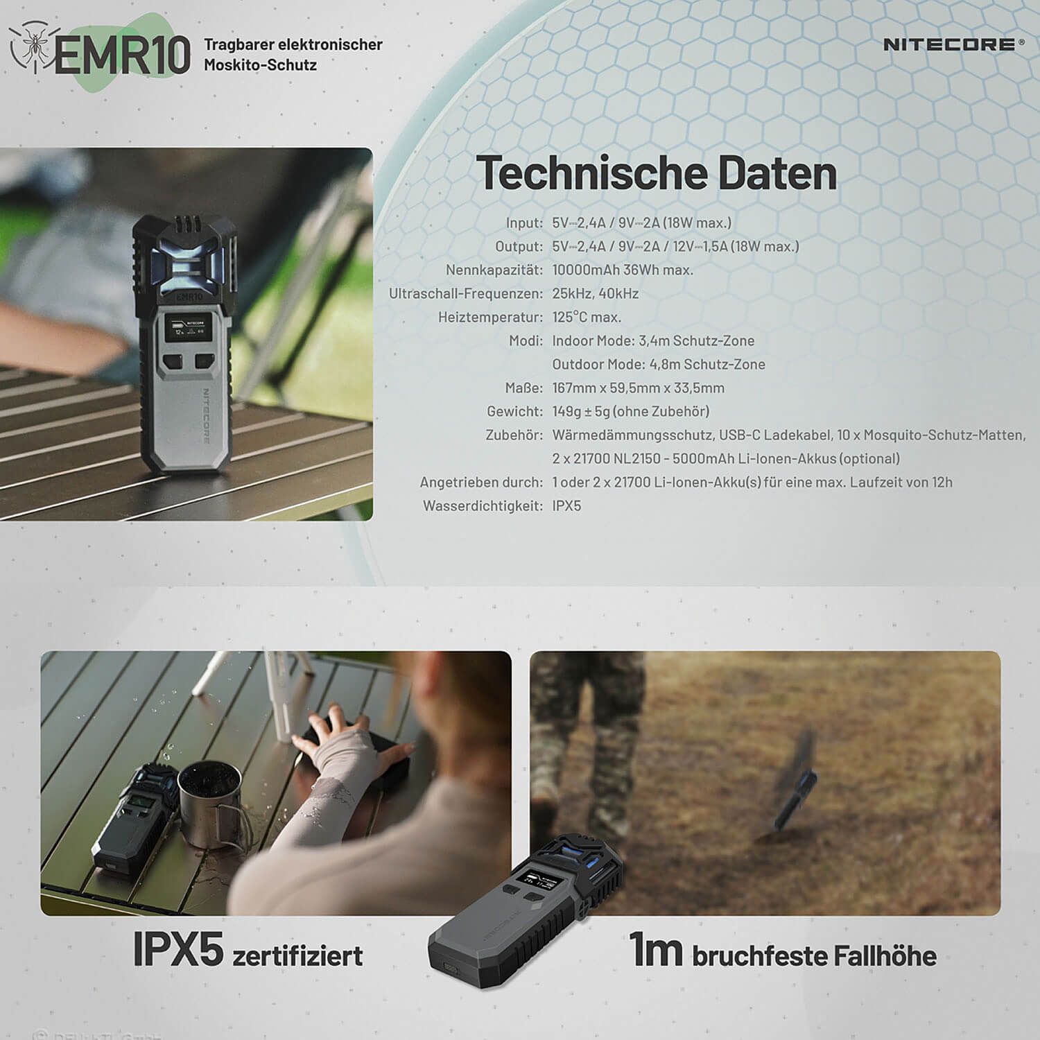 Mückenabwehrgerät EMR10 mit Powerbank-Funktion
