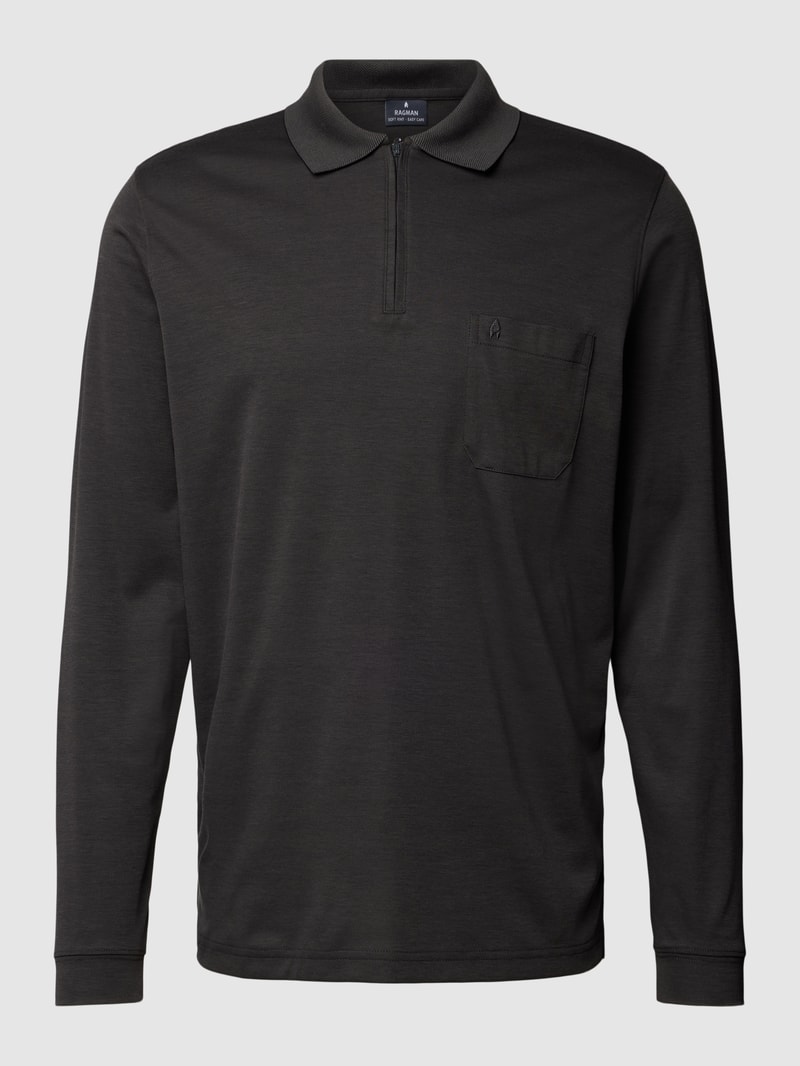 Poloshirt mit kurzer Reißverschlussleiste in anthrazit