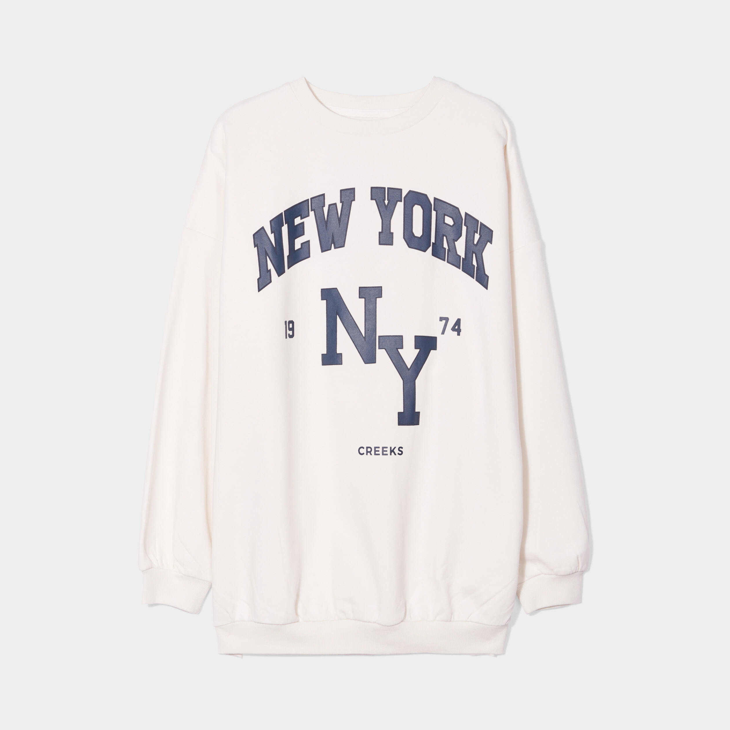 Sweat oversize mi-long col rond Creeks creme femme | La Halle