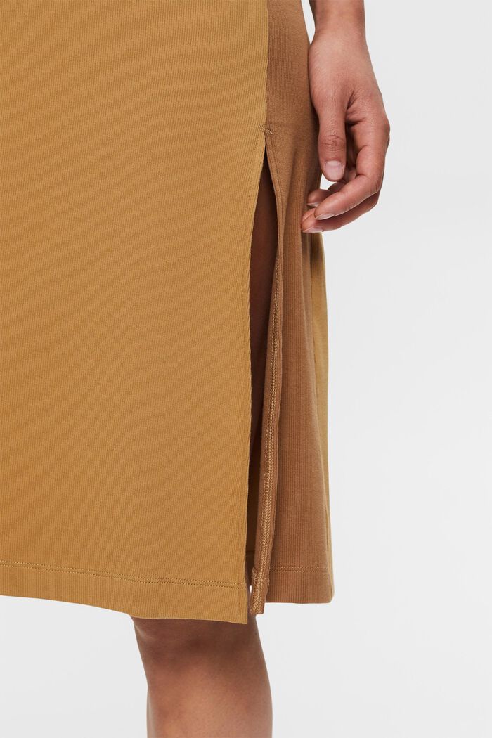 Geripptes Midikleid aus Jersey, Stretchbaumwolle