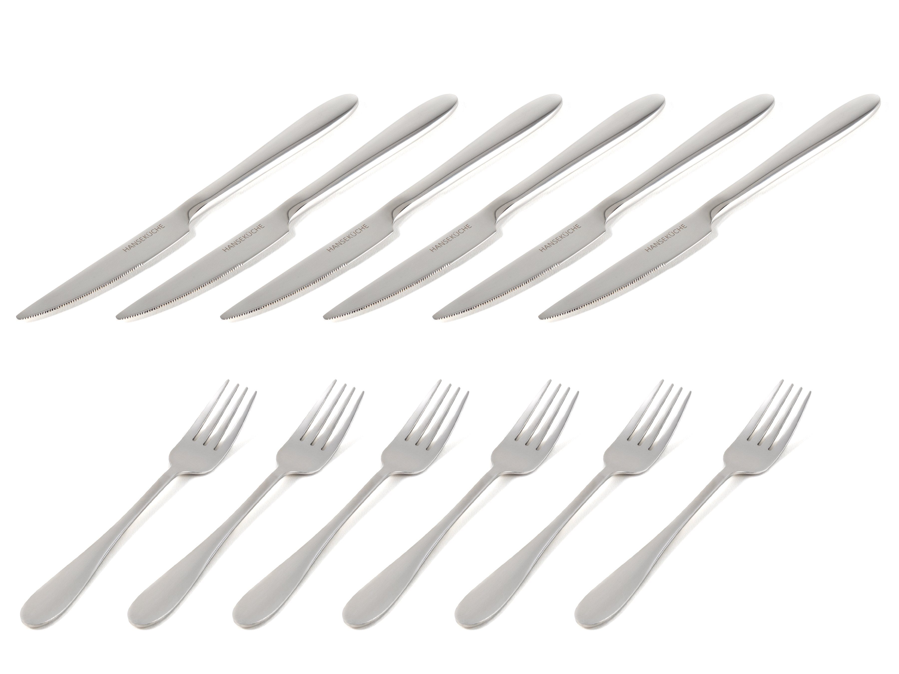 Hanseküche Steakbesteck Steakbesteck 12-teilig, 18/10 Edelstahl, für 6 Personen