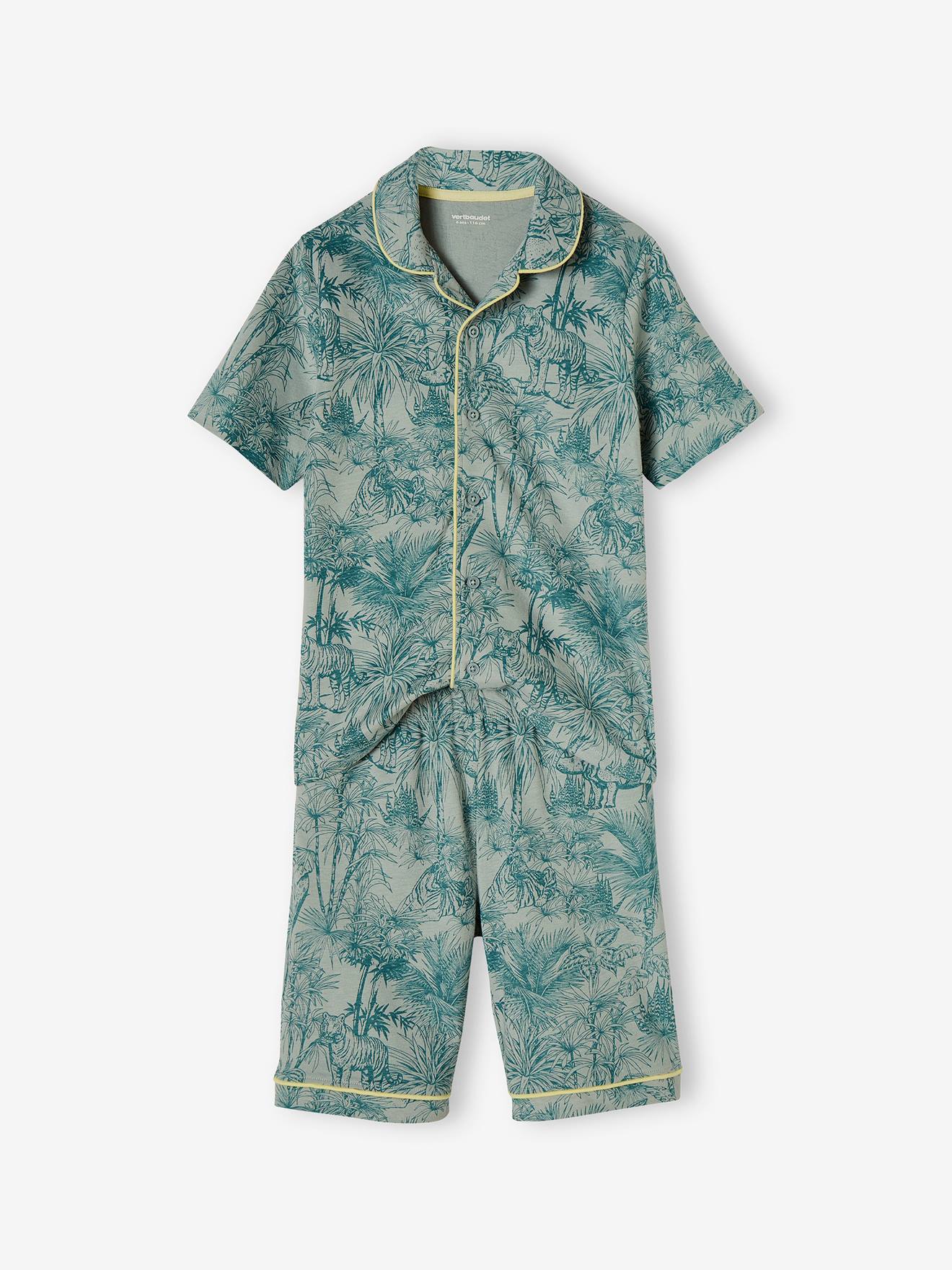Pyjashort imprimé jungle garçon vert sauge