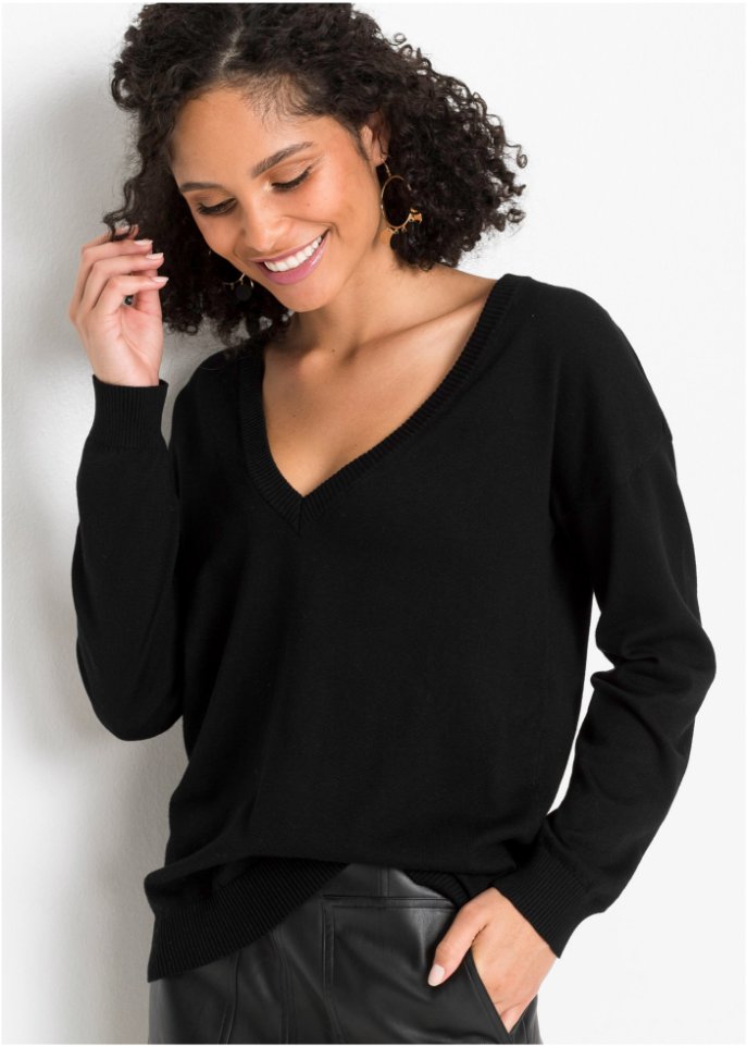 Oversize-Pullover mit V-Ausschnitt