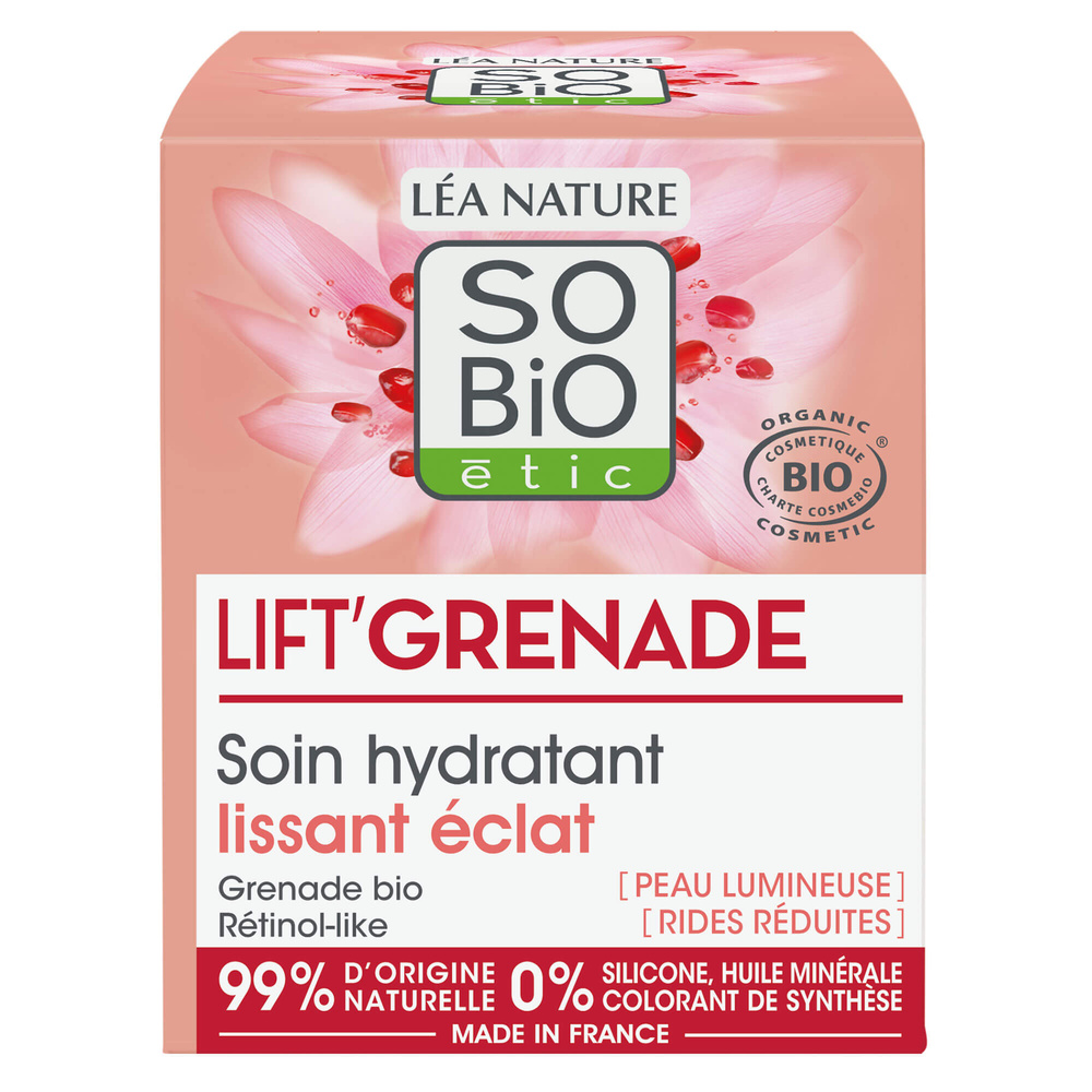 LÉA NATURE SO BiO étic Soin hydratant¹ lissant éclat, Lift' Grenade Soin