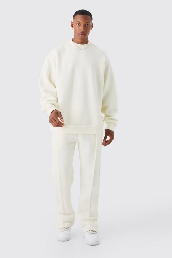 Oversize Sweatshirt-Trainingsanzug mit rohem Saum