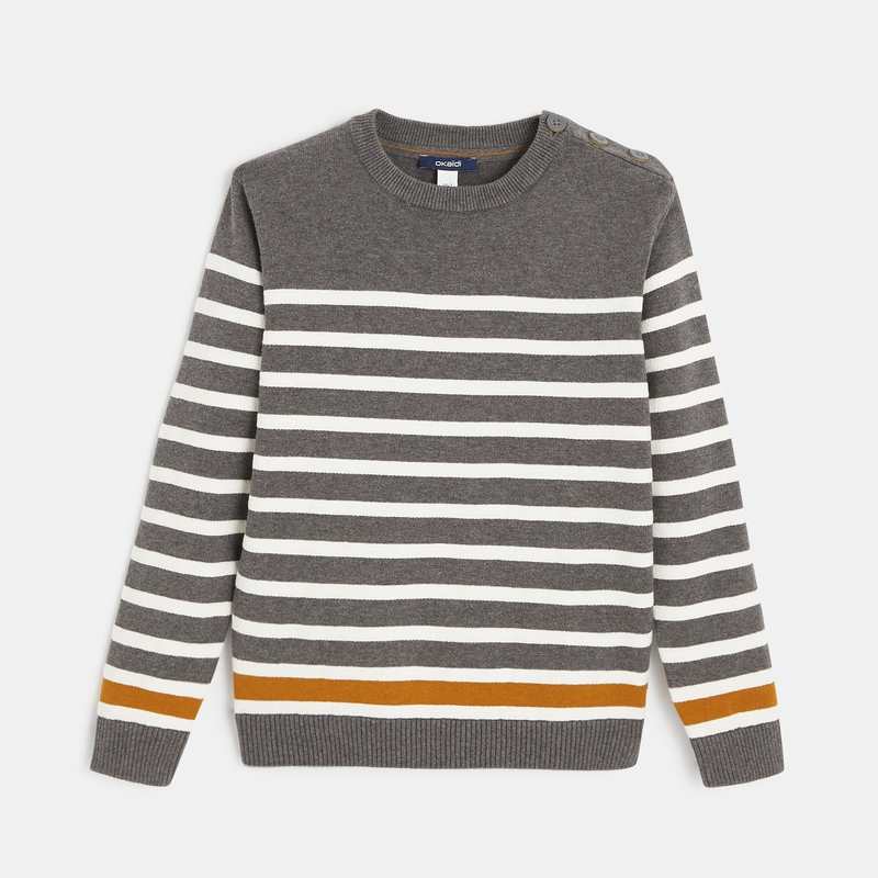 Pull marin en tricot gris garçon