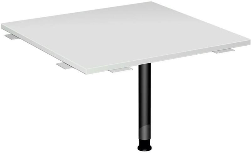 4 Fuß Flex Verkettungsplatte Volleck 90° mit Stützfuß, mit Kabelführung, inkl. Verkettungsmaterial, höhenverstellbar, 800x800x680-800, Lichtgrau/Anthrazit