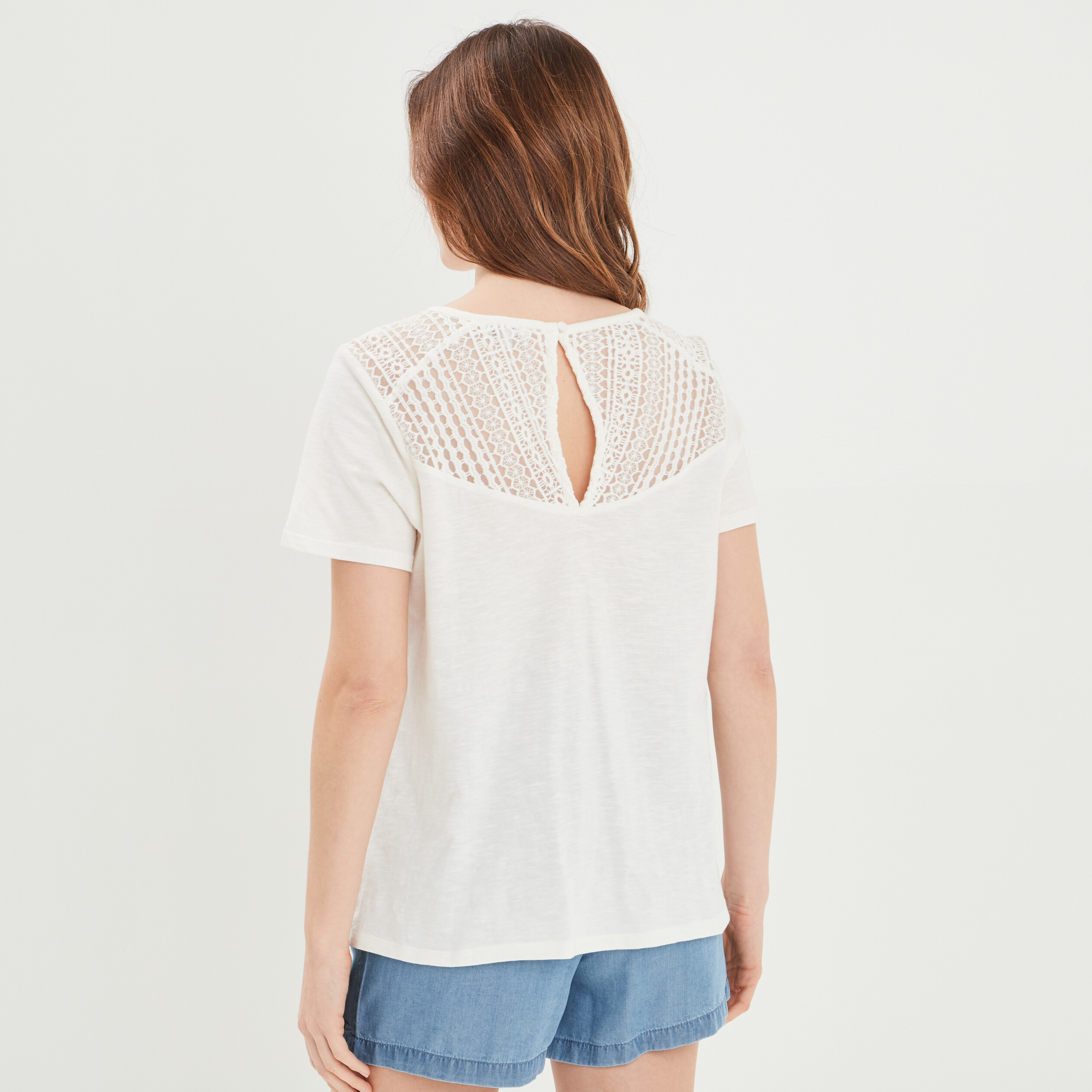 T-shirt épaules et dos macramé Creeks jaune clair femme | La Halle